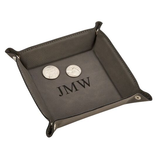 Grey Leather Snap Tray